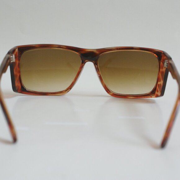 NWT Tru-Vintage 90's Plastic Rectangle w/Side Shield Sunglasses (Cry. Brn/Gold) - Picture 4 of 5